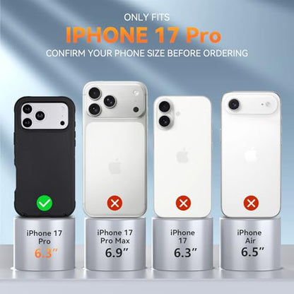 for iPhone 17 Pro Case with Belt Clip Holster, Black | Military Grade Drop Protective, 4 in 1 Heavy Duty Shock-Absorbing Rugged Case for iPhone 17 Pro 6.3" - color: Black