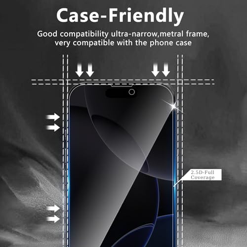3+3 Pack Privacy Screen Protector Designed for iPhone 16 Pro With 3 Pack Camera Lens Protector,Full Coverage Anti-Spy Tempered Glass Film,9H Hardness,Bubble Free,Easy to Install - color: iPhone 16 Pro FK33