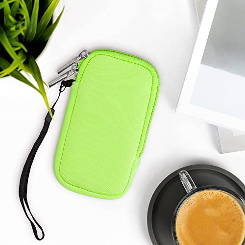 kwmobile Neoprene Phone Pouch Size XS - 3,5/4" - Universal Cell Sleeve Mobile Bag with Zipper, Wrist Strap - Neon Green - color: neon green, size: XS - 3.5/4"