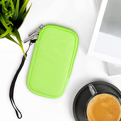 kwmobile Neoprene Phone Pouch Size XS - 3,5/4" - Universal Cell Sleeve Mobile Bag with Zipper, Wrist Strap - Neon Green - color: neon green, size: XS - 3.5/4"