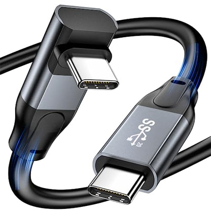 USB C Cable 90 Degree, 20Gbps Down Angle USB C 3.2 Gen2x2 Data Transfer Cable 100W Fast Charging 4K@144Hz/60Hz 8K@30Hz Video Cable Compatible with iPhone 17/16,Thunderbolt 4 MacBook,iPad,SSD (3.3FT) - size: 3.3 FT / 1 m Silicon, style: USB 20Gbps