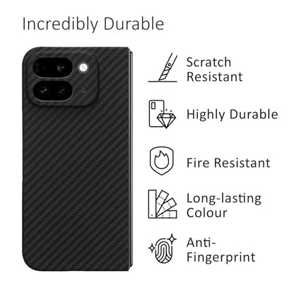 kalibri Aramid Fiber Case Compatible with Google Pixel 9 Pro Fold - Case Super Slim Strong Protective Phone Cover - Black Matte - size: Pixel 9 Pro Fold