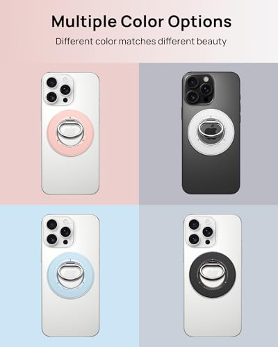 SODI Magnetic Phone Ring Holder, 360° Rotation Dual-Side Strong Magnet Phone Grip for Back of Phone Finger Holder Kickstand Compatible with iPhone 15 14 13 12 16 17 Pro Max Accessories, Pink - color: Pink