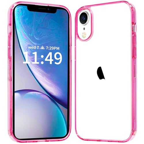 JJGoo Compatiable with iPhone XR Case Clear, Transparent Shockproof Phone Case, Slim Anti-Scratch Hard PC Back Protective Cover Bumper, Transparent Pink - color: Transparent Pink