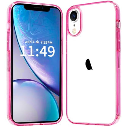 JJGoo Compatiable with iPhone XR Case Clear, Transparent Shockproof Phone Case, Slim Anti-Scratch Hard PC Back Protective Cover Bumper, Transparent Pink - color: Transparent Pink
