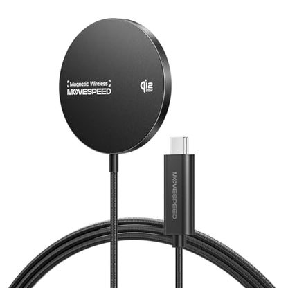 MOVESPEED for MagSafe Charger, Qi2.2 Certified 25W Magnetic Wireless Fast Charging Pad Compatible with iPhone 17/16/15/14/13/12 Series, AirPods Pro 4/3/2, Samsung Galaxy and More(Black)
