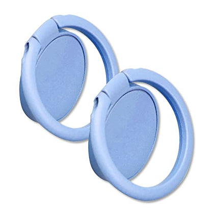 [2 Pack] Matte Finish Round Ultra-Thin Cell Phone Ring Holder Stand,360 Degree Rotation and 180 Degree Adjustable Finger Ring Kickstand with Frosted Metal Phone Grip (Blue)