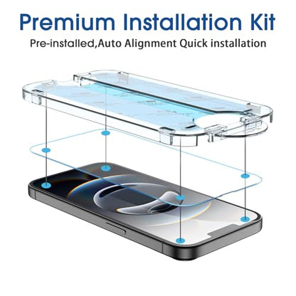 amFilm OneTouch for iPhone 17e / iPhone 16e Screen Protector Tempered Glass - size: IPH16e-6.1”