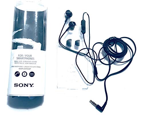 Sony MDREX155AP in-Ear Earbud Headphones with mic for Phone Call, Black - size: 1 Count