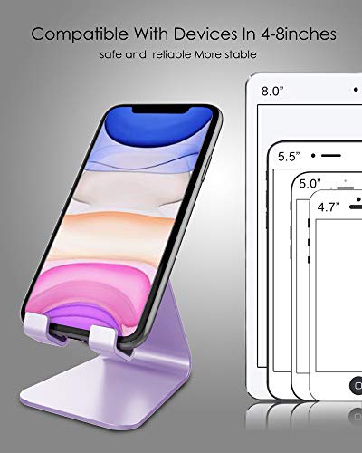 CreaDream Phone Stand Holder, Aluminum Phone Stand for Desk - color: Purple