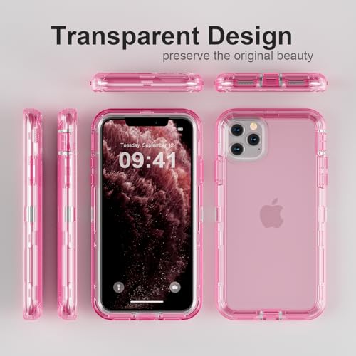 Follaroma for iPhone 11 Pro Max Case, 6.5 inch, Crystal Pink | Heavy Duty Shockproof Protection Phone Cases, Anti-Drop, Military Grade Dual Layer Transparent Rugged Protective Cover - color: Pink, size: iPhone 11 Pro Max 6.5‘’
