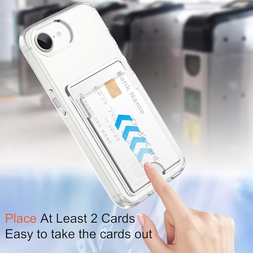 Gukalong Clear Wallet Case for iPhone 16e with Credit Card Holder | Hard PC Heavy Duty Shockproof Protection Anti-Scratch Phone Cover Card Slot Anti-Yellowing Case for Women Men - size: for iPhone 16e 2025