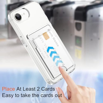 Gukalong Clear Wallet Case for iPhone 16e with Credit Card Holder | Hard PC Heavy Duty Shockproof Protection Anti-Scratch Phone Cover Card Slot Anti-Yellowing Case for Women Men - size: for iPhone 16e 2025