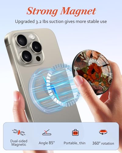 Magnetic Phone Grip, Cute Finger Grip Phone Stand, Mushroom - color: Mushroom