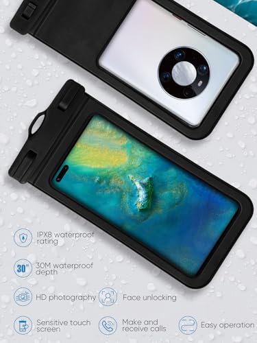 2-Pack Extra-Large Waterproof Phone Pouches, Universal Floating Waterproof Pouch, Underwater Dry Bag for iPhone 15 14 13 12 11 Pro Max, Galaxy S23 S22 S21 S20 Ultra, Pixel, White+Black - color: White+Black
