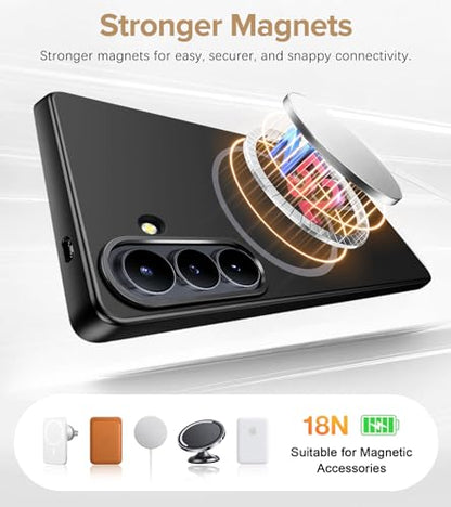 Ultra Thin Case for Samsung Galaxy S26, Silky Touch Anti-Fingerprint, Slim Hard PC Matte Cover Compatible with Mag-Safe Anti-Scratch Shockproof Protective Cases for Samsung S26 5G (Black) - color: Black