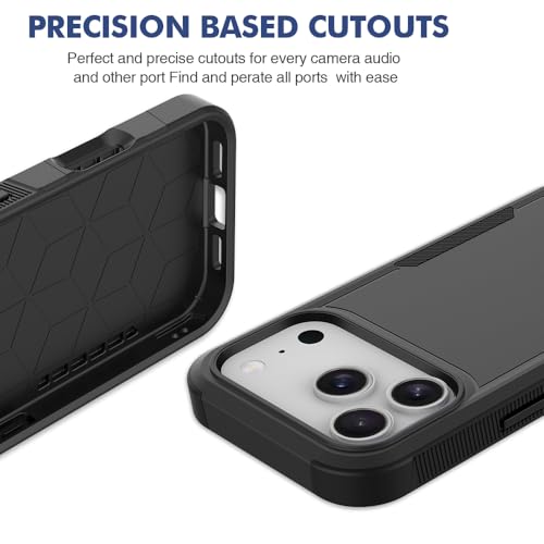 Heavy‑Duty Rugged Anti‑Drop Shockproof Protective Phone Case for iPhone 17 Pro, Durable Protective Shell, Black - color: Black, size: iPhone 17 Pro