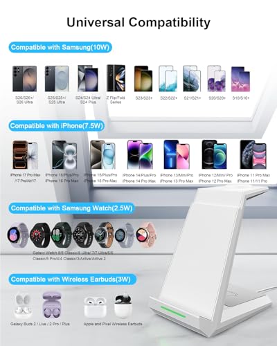 ADADPU 3 in 1 Wireless Charging Station for Samsung Galaxy Devices - color: White