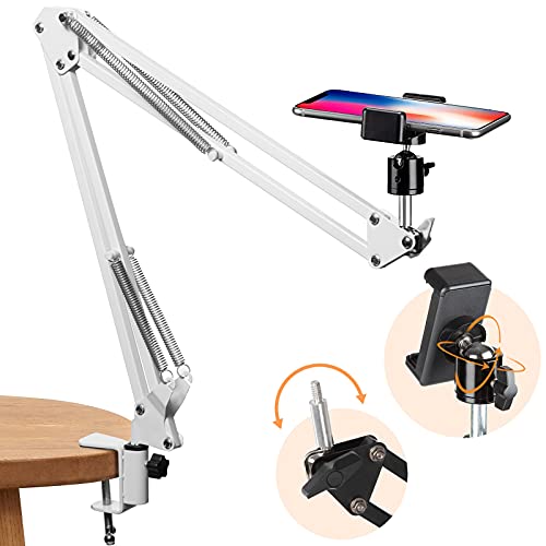 TARION Overhead Phone Stand Articulating Boom Stand Lazy Arm White