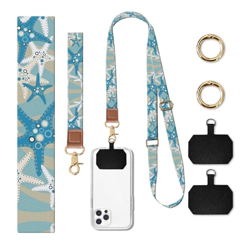 Phone Lanyard Crossbody Wrist Strap, Cute Cell Phone Lanyards for around the Neck Wristlet Wrist Strap - color: Cute Boho Seastars