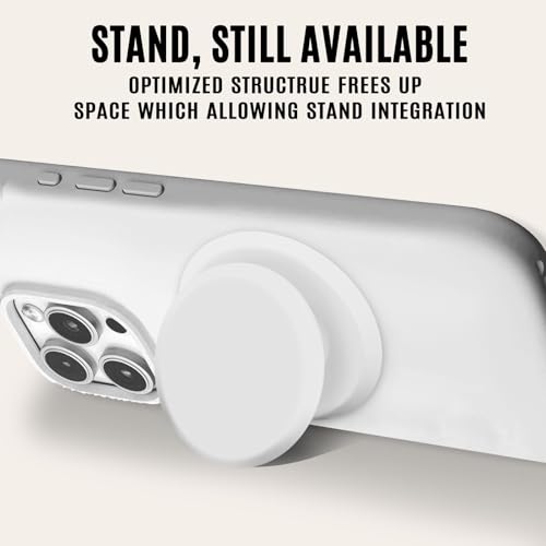 for MagSafe Phone Grip,Soft Silicone Magnetic Collapsible Cell Phone Finger Grip for iPhone 17/16/15/14/13,12 and Smartphones Tablets - White - color: White