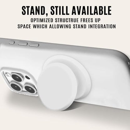 for MagSafe Phone Grip,Soft Silicone Magnetic Collapsible Cell Phone Finger Grip for iPhone 17/16/15/14/13,12 and Smartphones Tablets - White - color: White