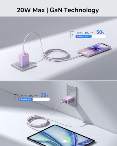 CSODINCE USB C Wall Charger, 3Pcs 20W PD + QC USBC Charger Block Super Fast Power Output Rapid Charging Box Wall Plug Cube for Phone 16/17, Samsung Galaxy S24, Motorola, LG, Mauve - color: Mauve