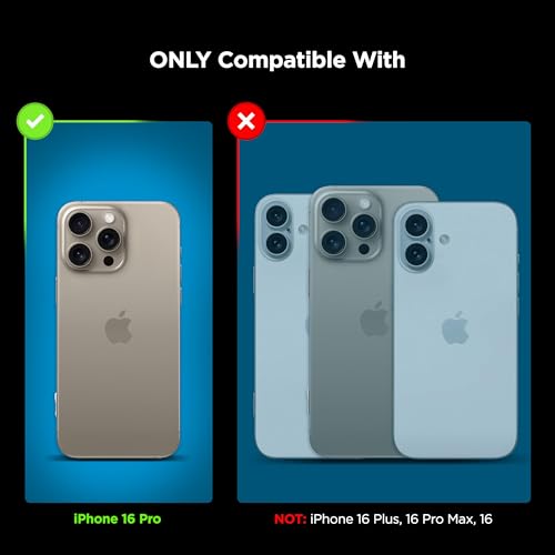 ENCASED Shockproof Case Compatible with iPhone 16 Pro - Ultra Protective Heavy Duty Magnetic Phone Cover, Rebel Series (Black) - color: Black, size: iPhone 16 Pro