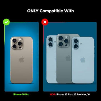 ENCASED Shockproof Case Compatible with iPhone 16 Pro - Ultra Protective Heavy Duty Magnetic Phone Cover, Rebel Series (Black) - color: Black, size: iPhone 16 Pro