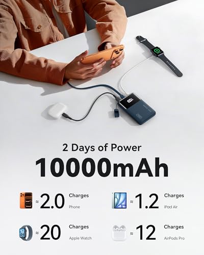 INIU Power Bank, Compact 10000mAh 45W PD Fast Charging Portable Charger - color: Blue