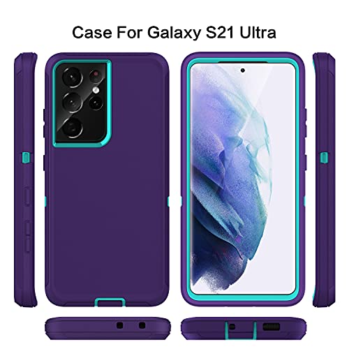 MXX Case Compatible with Galaxy S21 Ultra Case, 3-Layer Super Full Heavy Duty Body Bumper Cover/Shock Protection/Dust Proof, Designed for Samsung Galaxy S21 Ultra 5G 6.8 Inch 2021 (Purple) - color: Purple