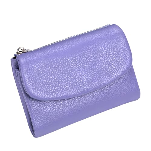 Unisex Pebble Leather Wallet, 5.3In Short Genuine Leather Coin Card Holder, Unisex Clutch Bags, Can Hold Coins, Id Cards - color: Lavender Purple