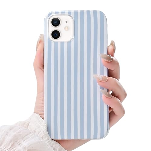 Cute Striped Case for iPhone 12/12 Pro 6.1",Blue | Non-fade Aesthetic Striped Pattern,Slim Fit,Lightweight,Kawaii Cute iPhone 12/12 Pro Case for Women Girls,Soft TPU - color: Blue, size: iPhone 12/12 pro