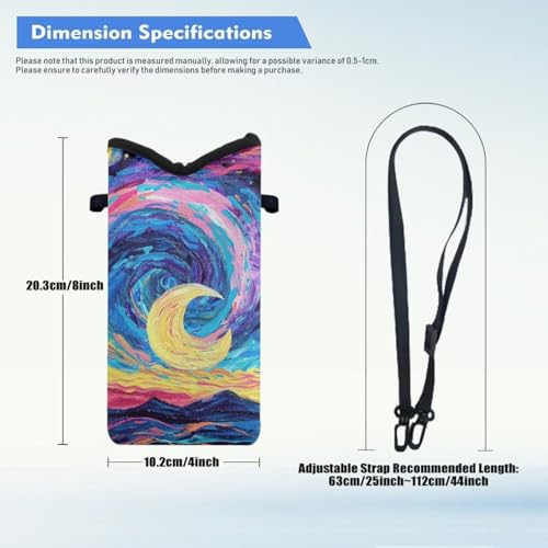 Starry Night Print Phone Holder Crossbody Bag, Small Crossbody Shoulder Neoprene Bag with Adjustable Buckle, Fits Apple and Android, Use for Walking, Hiking & Biking - color: Starry Night Print