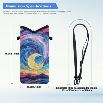 Starry Night Print Phone Holder Crossbody Bag, Small Crossbody Shoulder Neoprene Bag with Adjustable Buckle, Fits Apple and Android, Use for Walking, Hiking & Biking - color: Starry Night Print