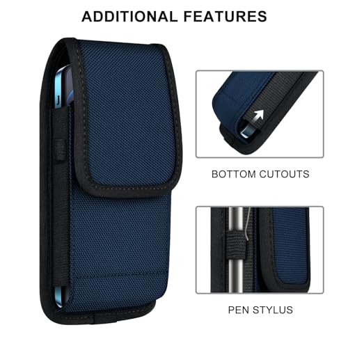 ykooe Cell Phone Pouch Nylon Belt Holster Case Compatible with iPhone 17 Pro Max, Galaxy S25/S24/S23/S22 Ultra A16 A15 A14 A13, Moto G Stylus/Power/Play, Pixel 8/7 Pro, Blue - XXL - color: Blue, size: XXL