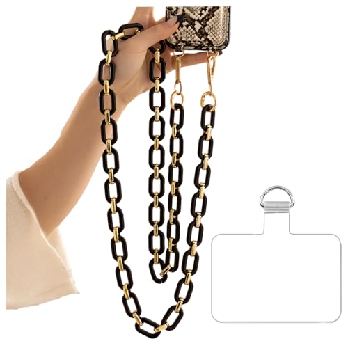 Phone Crossbody Chain Cell Phone Lanyard,Acrylic Shouder Strap Universal Cellphone Chain Strap with Tether Patches Compatible with Most Phones Bag Purse (T) - color: I