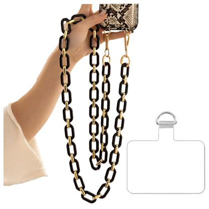 Phone Crossbody Chain Cell Phone Lanyard,Acrylic Shouder Strap Universal Cellphone Chain Strap with Tether Patches Compatible with Most Phones Bag Purse (T) - color: I