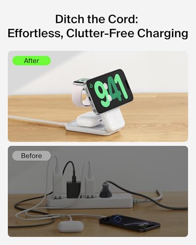 Belkin Qi2.2 25W Wireless 3 in 1 Foldable Fast Charging Station for iPhone - color: White