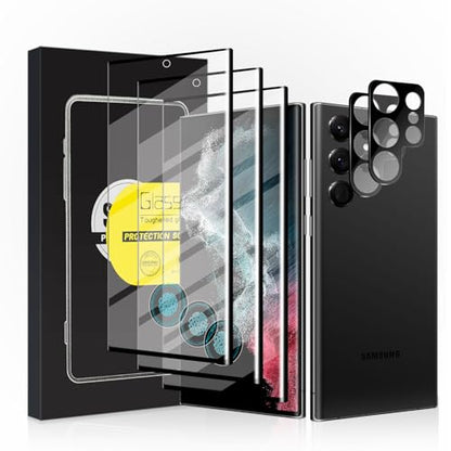 3Pack Galaxy S22 Ultra Glass Screen Protector, 2Pack Camera Lens Film 9H Hardness 3D Fulll Coverage Case Friendly Compatible with Ultra Sonic Fingerprint For Galaxy S22 Ultra 6.8” - size: Galaxy S22 Ultra 6.8-inch