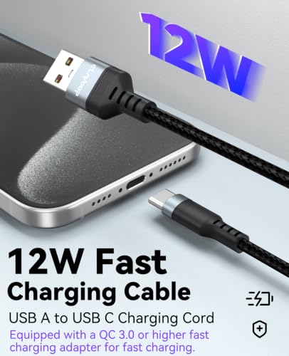 25ft USB C Cable Charging 12W, Extra Long USB A to USB-C Charge Cord 25Foot - size: 25 Feet