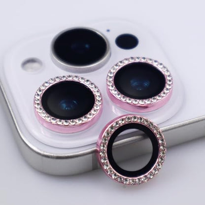 BONVAN for iPhone 15 Pro/Pro Max/14 Pro/ProMax Camera Lens Protector - Bling Glitter Diamond Metal Crystal Tempered Glass Screen Accessories Rhinestones Lens Cover (Pink) - color: Pink