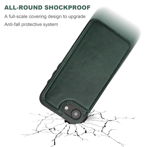 ONETOP for iPhone 17e/16e Wallet Case with Credit Card Holder,Green | Kickstand,ID/Cash Holder,Case Wallet with Card Slots,Double Magnetic Clasp,Durable PU Leather Shockproof Cover for Women Men - color: Green
