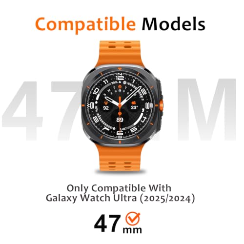 Amizee Metal Case for Galaxy Watch Ultra (2025/2024) 47mm, Black/White - color: Black/White, size: Galaxy Watch Ultra (2025/2024) 47mm