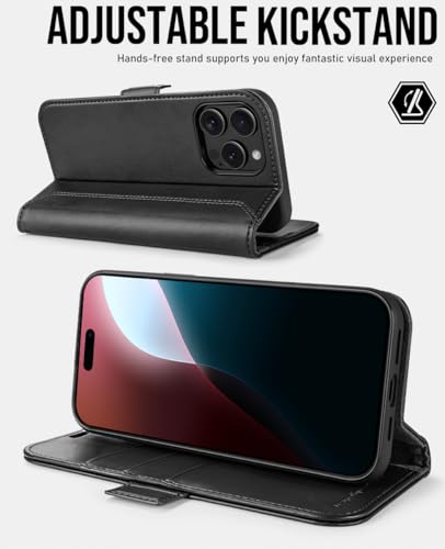 OCASE Compatible with iPhone 16 Pro Wallet Case, PU Leather Flip Folio Case with Card Holders RFID Blocking Kickstand [Shockproof TPU Inner Shell] Phone Cover 6.3 Inch 2024, Retro Graphite | RFID Blocking, Flip Case, Magnetic Clasp, PU Leather Wallet Case