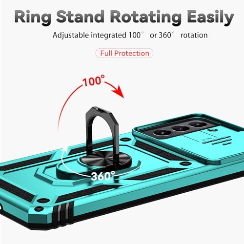 for Samsung Galaxy S20 FE 5G Case with Camera Lens Cover HD Screen Protector, Military-Grade Drop Tested Magnetic Ring Holder Kickstand Protective Phone Case for Samsung Galaxy S20 FE 5G (Mint) - color: Mint with camera cover Military-Grade 2nd gen
