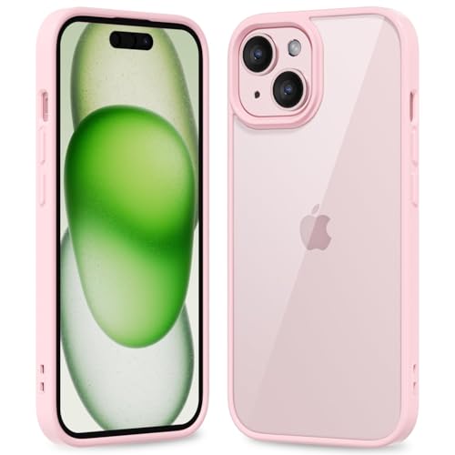 oakxco Thin Slim Clear case for iPhone 15 iPhone 14 iPhone 13 Case, Transparent Hybrid Hard Plastic & Soft Silicone Rubber Bumper, Non-Yellow Acrylic Protective Cover for Women Girl, Light Pink - color: Light Pink, size: 15/ 14/ 13