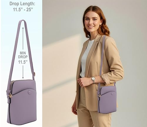Small Crossbody Bag with Gold Hardware, Mini Shoulder Purse with Adjustable Strap - color: Lavender