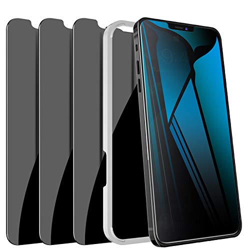 LYWHL 3 Pack for iPhone 12 Pro Max Privacy Screen Protector, Tempered Glass Anti-Spy Private Screen Protector for 12 Pro Max, [Easy Install Frame] Bubble Free Case friendly Anti-Scratch 9H Hardness - size: Iphone 12 Pro Max