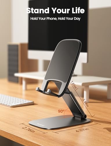 Lamicall Ultra-Thin Foldable Cell Phone Stand for Desk - color: A-Black